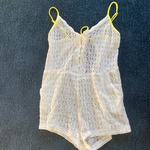 White lace summer coverup romper